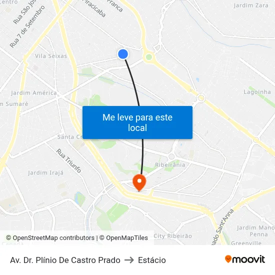 Av. Dr. Plínio De Castro Prado to Estácio map
