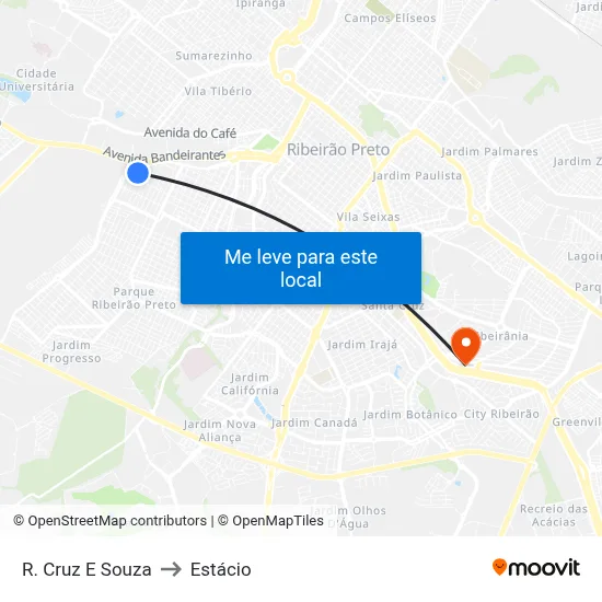 R. Cruz E Souza to Estácio map