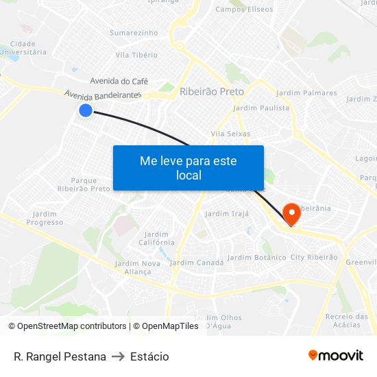 R. Rangel Pestana to Estácio map