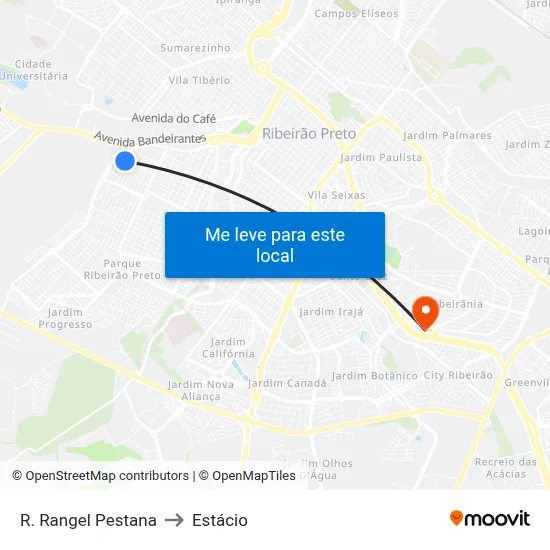 R. Rangel Pestana to Estácio map