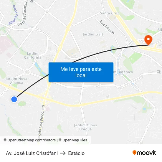 Av. José Luiz Cristófani to Estácio map