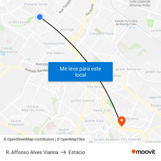 R. Affonso Alves Vianna to Estácio map