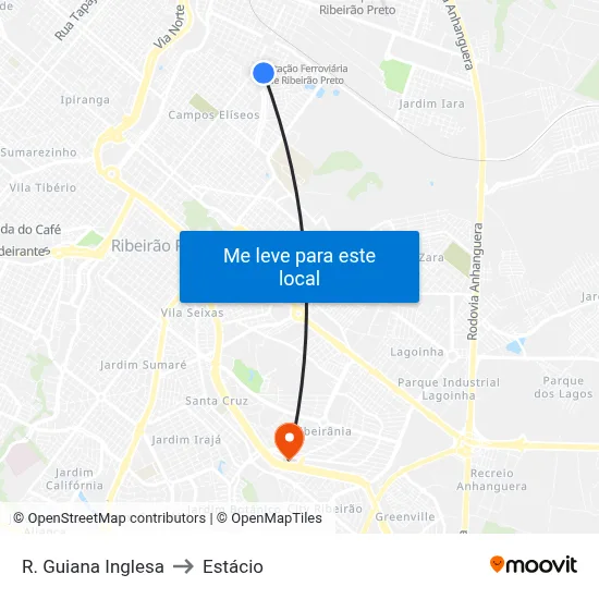 R. Guiana Inglesa to Estácio map