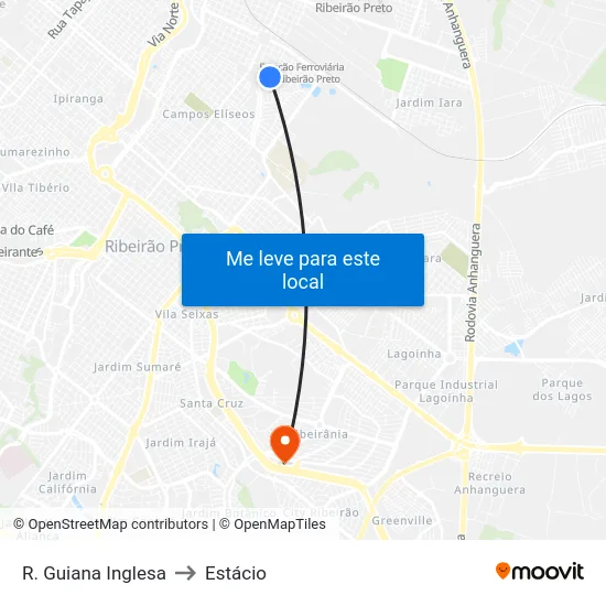 R. Guiana Inglesa to Estácio map