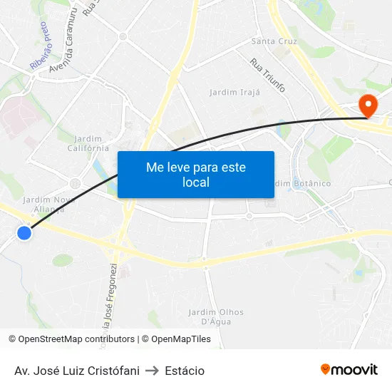 Av. José Luiz Cristófani to Estácio map