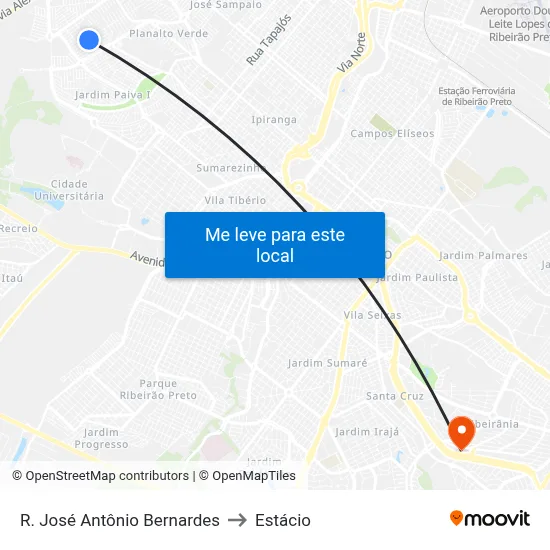 R. José Antônio Bernardes to Estácio map