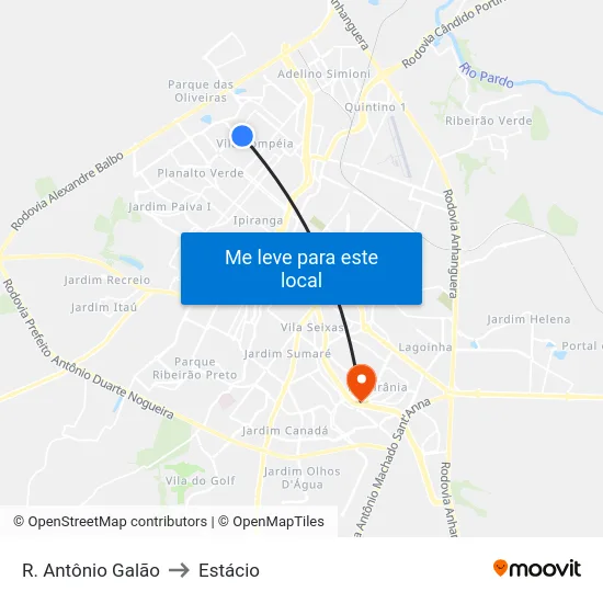 R. Antônio Galão to Estácio map