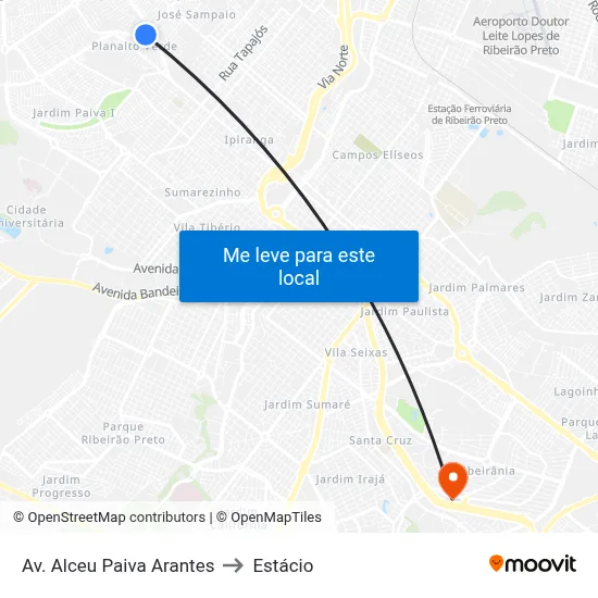 Av. Alceu Paiva Arantes to Estácio map
