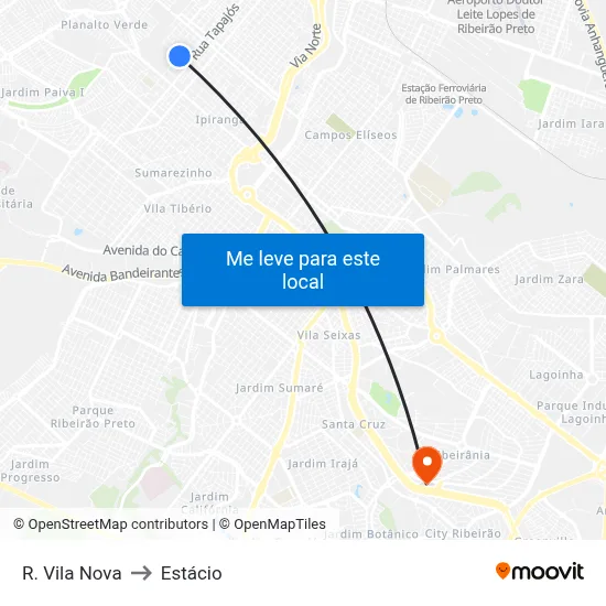 R. Vila Nova to Estácio map