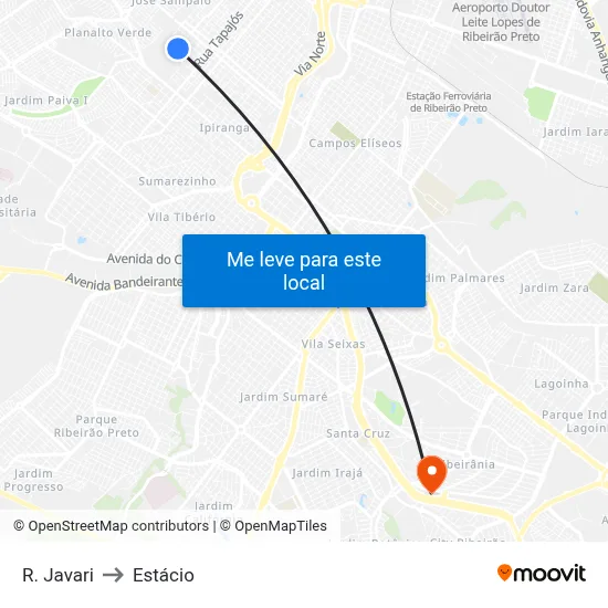 R. Javari to Estácio map