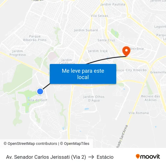 Av. Senador Carlos Jerissati (Via 2) to Estácio map
