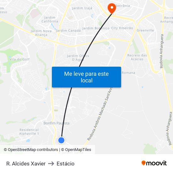 R. Alcides Xavier to Estácio map