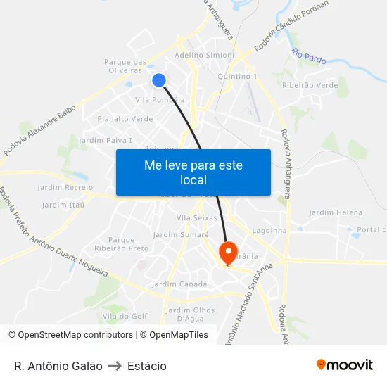 R. Antônio Galão to Estácio map