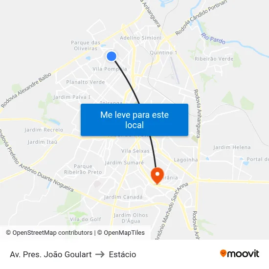 Av. Pres. João Goulart to Estácio map