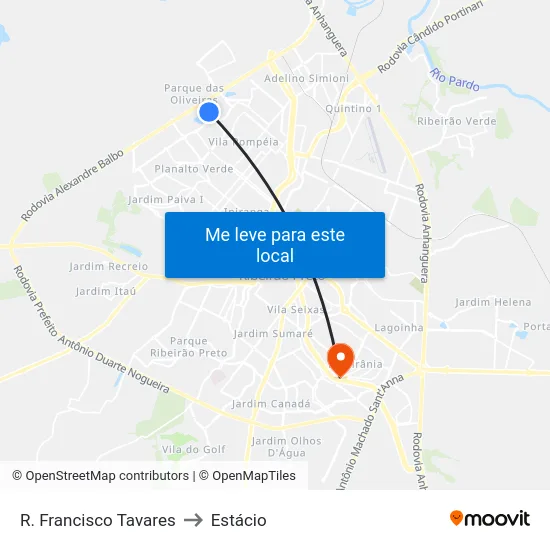 R. Francisco Tavares to Estácio map