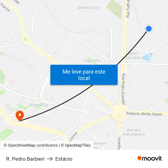 R. Pedro Barbieri to Estácio map