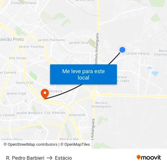R. Pedro Barbieri to Estácio map