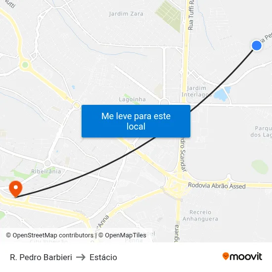 R. Pedro Barbieri to Estácio map