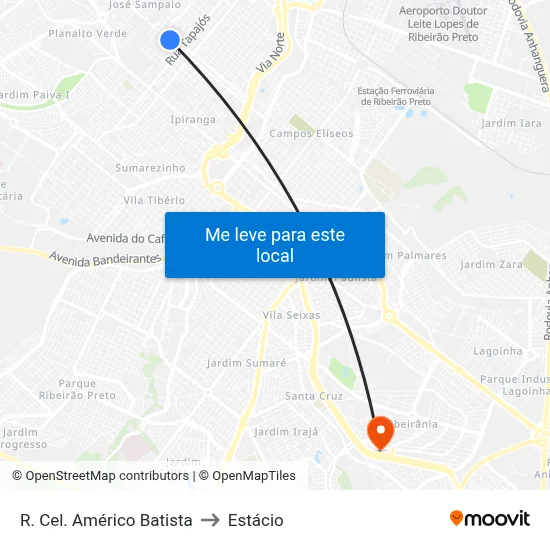 R. Cel. Américo Batista to Estácio map