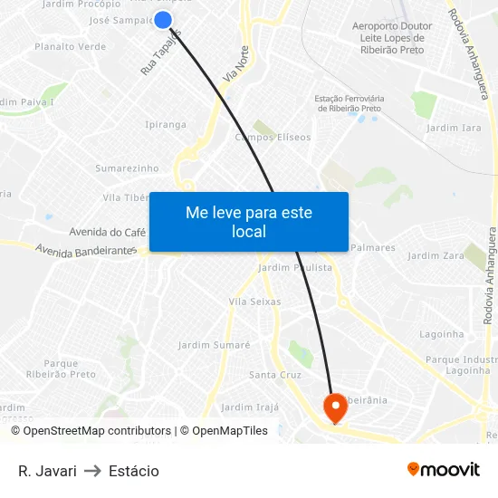 R. Javari to Estácio map