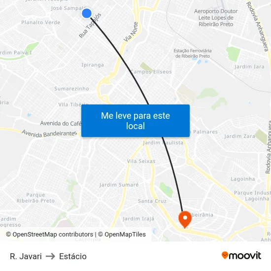 R. Javari to Estácio map