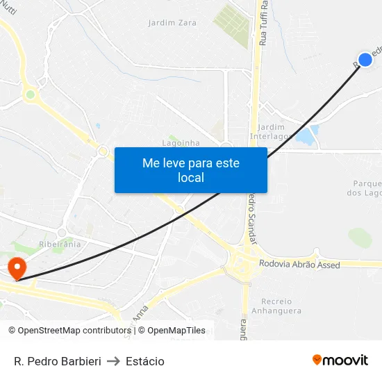 R. Pedro Barbieri to Estácio map