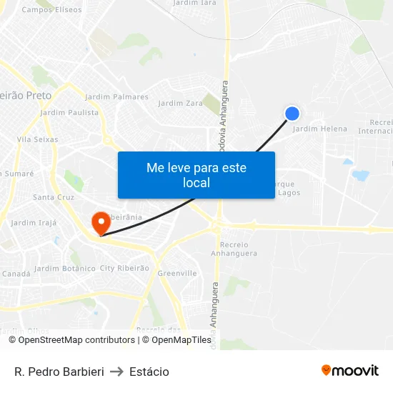 R. Pedro Barbieri to Estácio map
