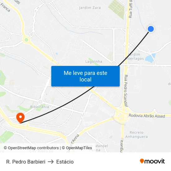 R. Pedro Barbieri to Estácio map
