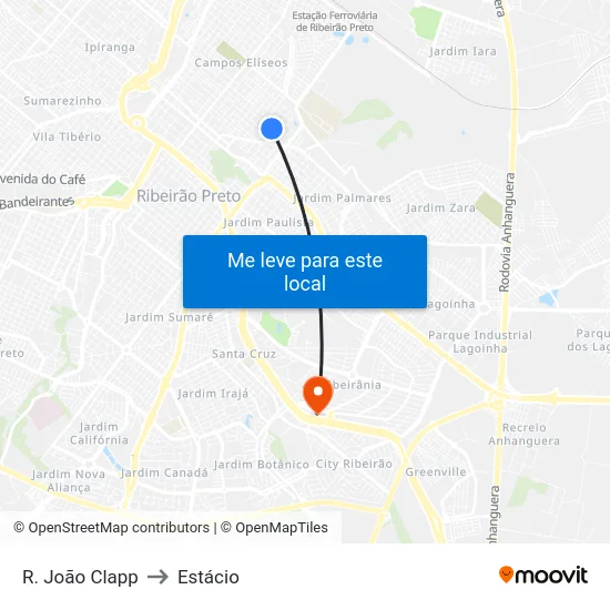 R. João Clapp to Estácio map