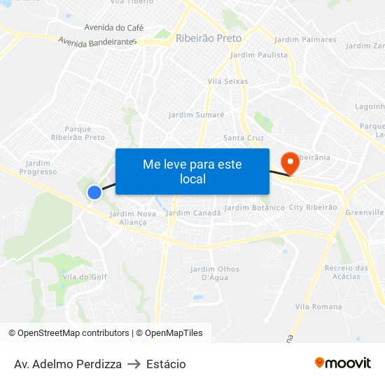 Av. Adelmo Perdizza to Estácio map