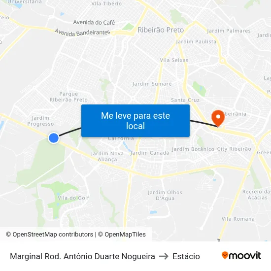 Marginal Rod. Antônio Duarte Nogueira to Estácio map