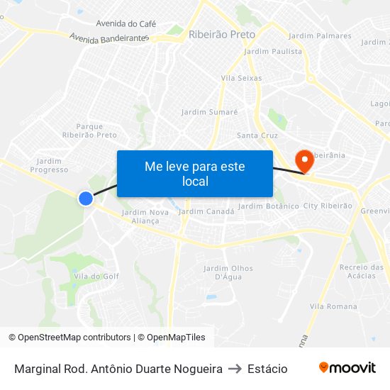 Marginal Rod. Antônio Duarte Nogueira to Estácio map