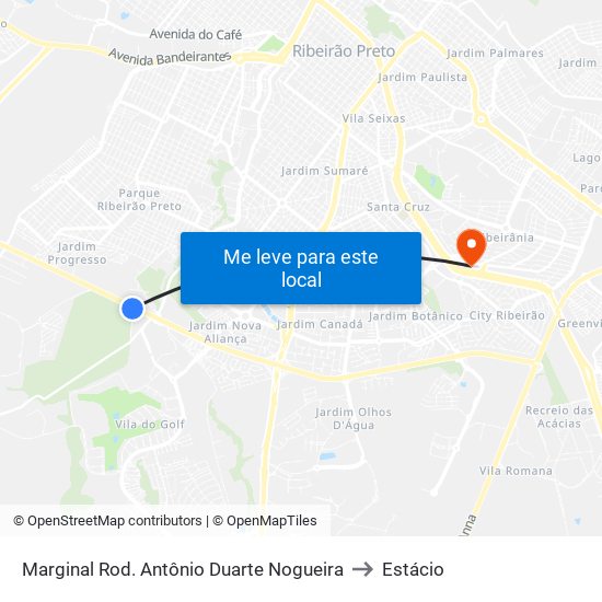 Marginal Rod. Antônio Duarte Nogueira to Estácio map