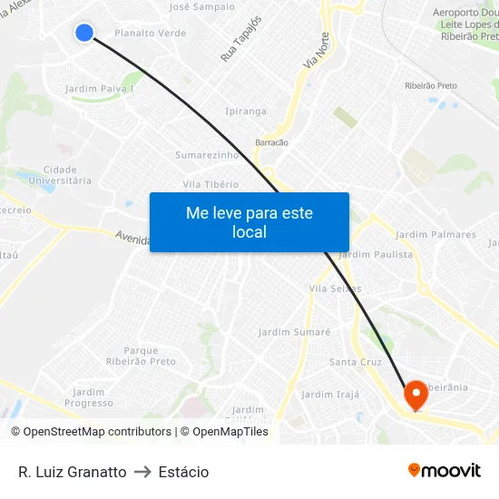 R. Luiz Granatto to Estácio map