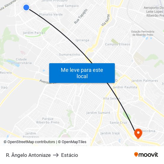R. Ângelo Antoniaze to Estácio map