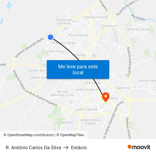 R. Antônio Carlos Da Silva to Estácio map