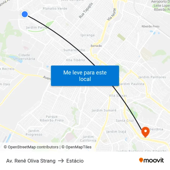 Av. Renê Oliva Strang to Estácio map