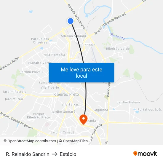 R. Reinaldo Sandrin to Estácio map