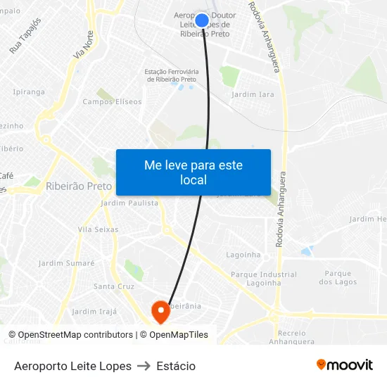 Aeroporto Leite Lopes to Estácio map