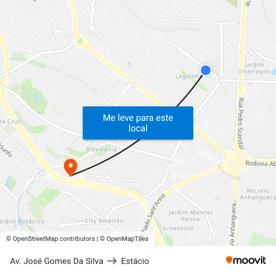 Av. José Gomes Da Silva to Estácio map
