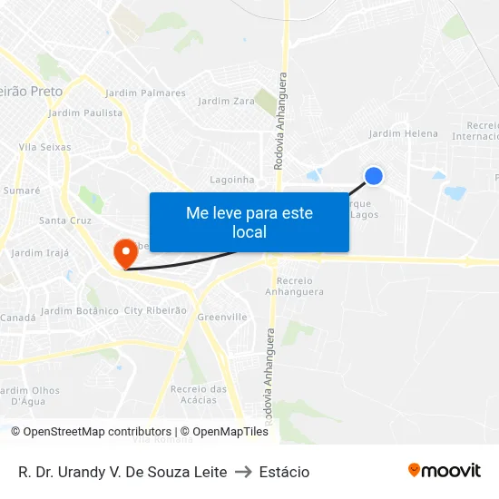 R. Dr. Urandy V. De Souza Leite to Estácio map