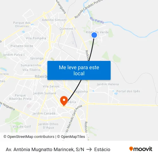 Av. Antônia Mugnatto Marincek, S/N to Estácio map