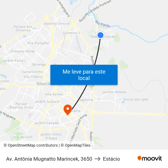 Av. Antônia Mugnatto Marincek, 3650 to Estácio map