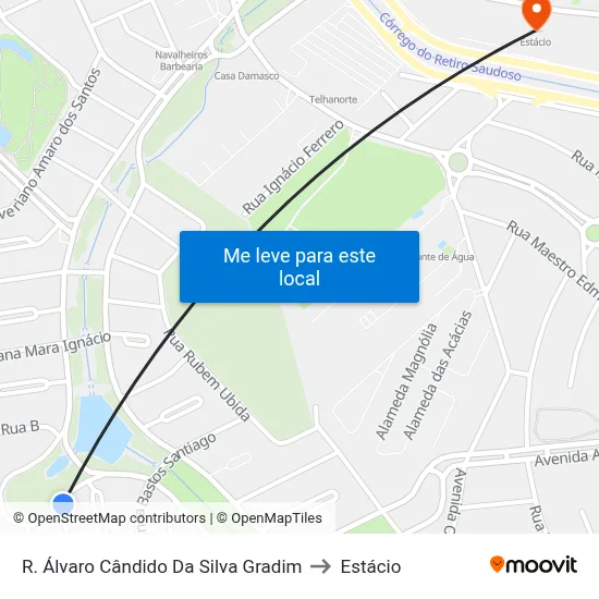 R. Álvaro Cândido Da Silva Gradim to Estácio map