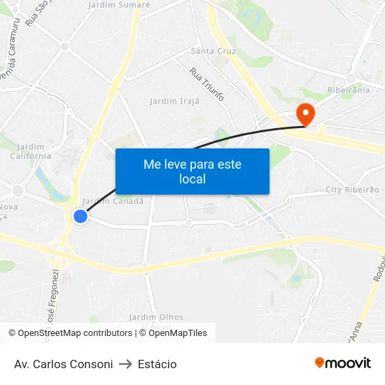 Av. Carlos Consoni to Estácio map
