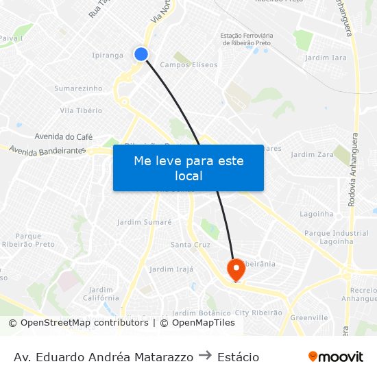 Av. Eduardo Andréa Matarazzo to Estácio map