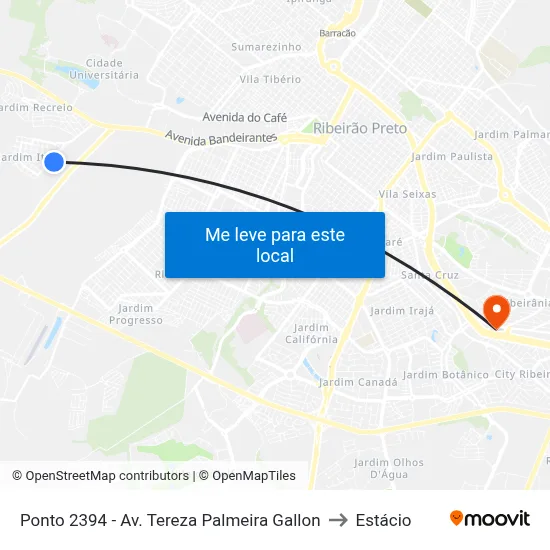 Ponto 2394 - Av. Tereza Palmeira Gallon to Estácio map