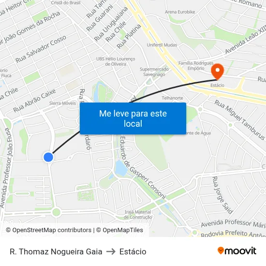 R. Thomaz Nogueira Gaia to Estácio map