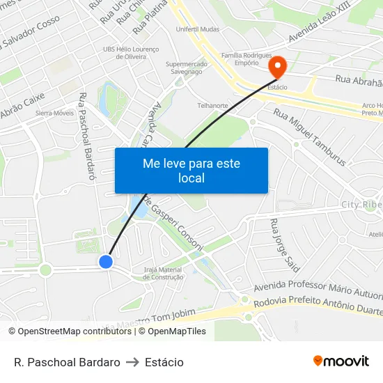 R. Paschoal Bardaro to Estácio map