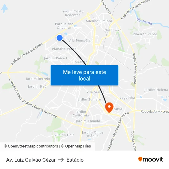Av. Luiz Galvão Cézar to Estácio map